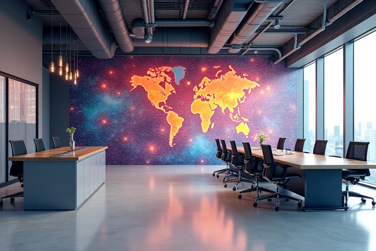 Arte mural corporativo en oficina moderna